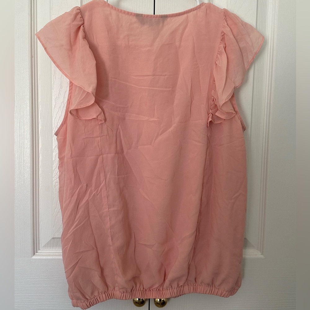 Express Pink Flutter Sleeve Ruffled Blouse - Picture 3 of 5
